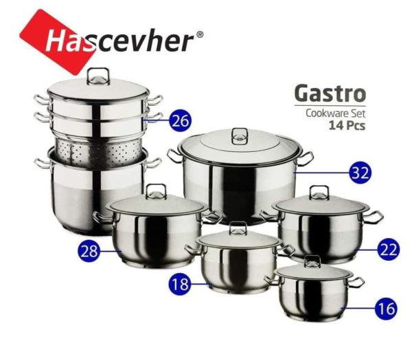 طقم حلل 14قطعة ماركة Hascevher
