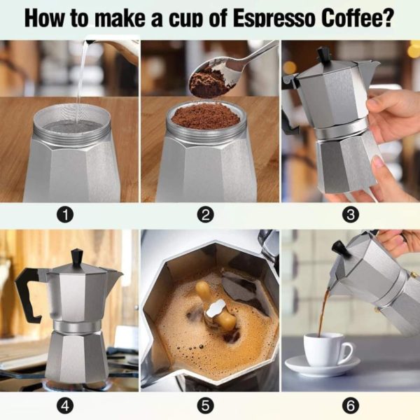 ⁦براد قهوة اسبريسو الومنيوم 3كوب⁩ - الصورة ⁦3⁩