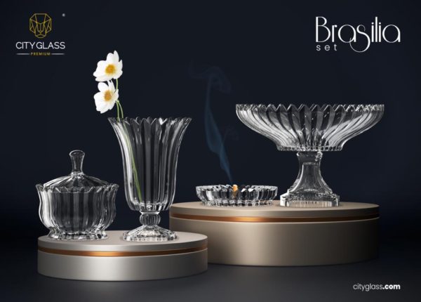 طقم هدية برازيليا زجاج 4ق City Glass