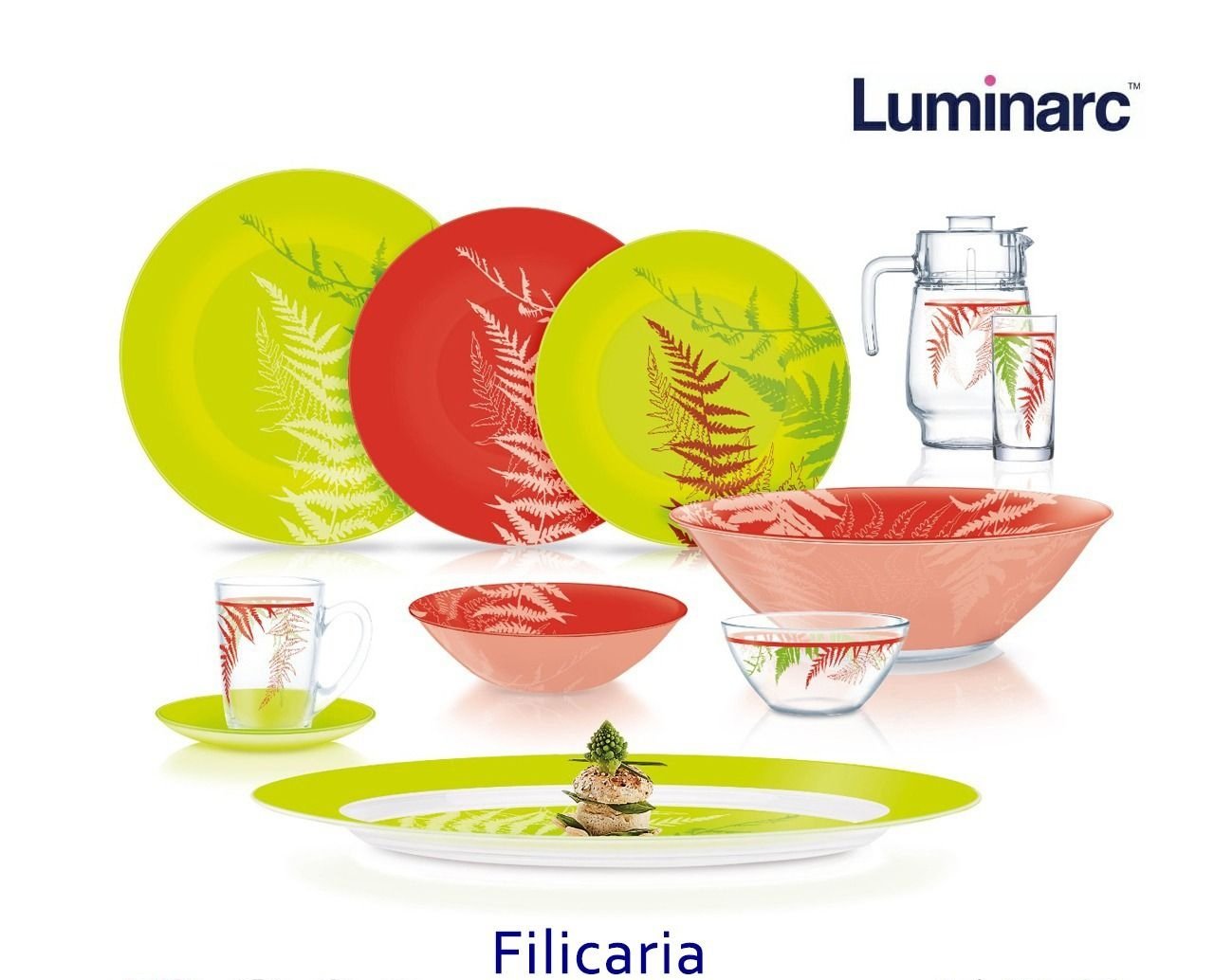Assiette Luminarc Filicaria - Verre Trempé Décor Jungle - Lavable Lave-Vaisselle Et Micro-ondes