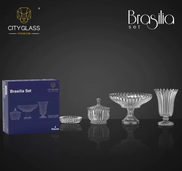 ⁦طقم هدية برازيليا زجاج 4ق City Glass⁩ - الصورة ⁦2⁩
