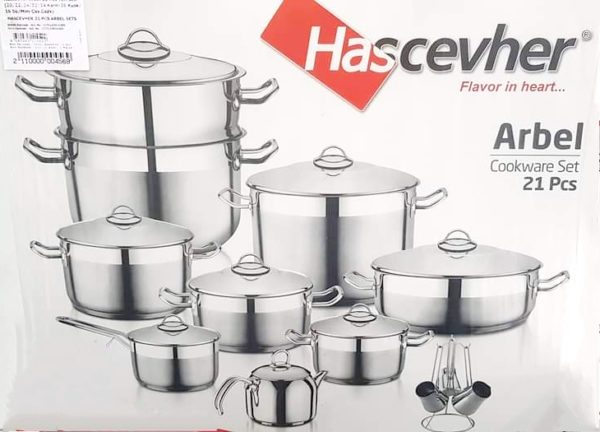 طقم حلل استانلس 21ق Hascevher