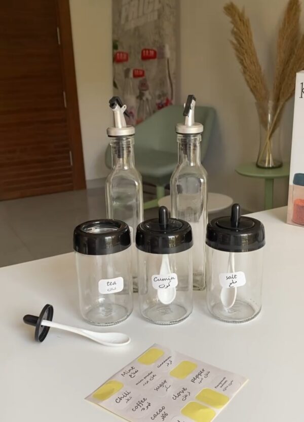 طقم زياتة وبرطمان 5ق زجاج Kitchen
