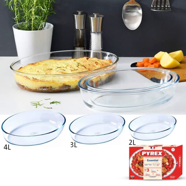 ⁦طقم بيركس فرنساوي بيضاوي 3ق Pyrex⁩ - الصورة ⁦2⁩