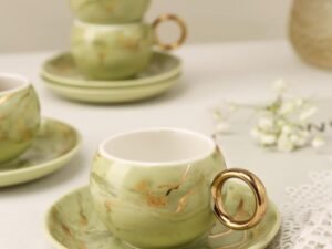 طقم قهوة بورسلين ماربل 12ق – اخضر