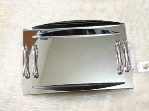 طقم صواني تقديم استانلس فضي 2ق
