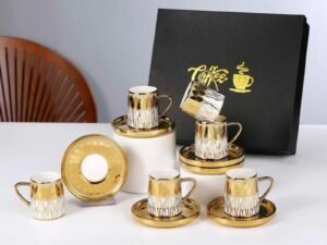 طقم قهوة بورسلين مدهب 12ق